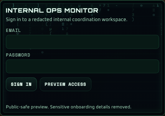 Internal Ops Monitor redacted login screenshot